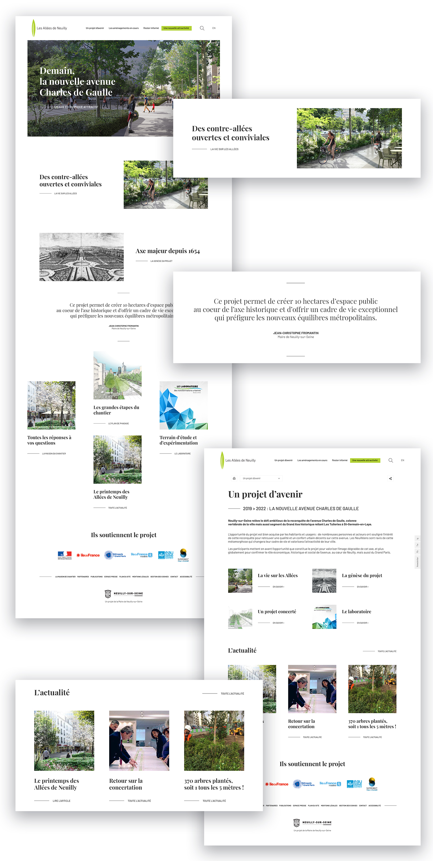 Homepage et page suite avec zoom d'éléments